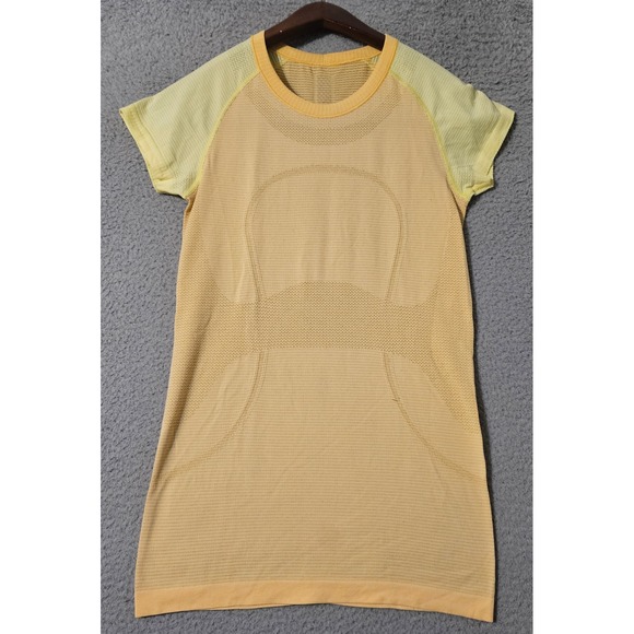 Lululemon Women's Swiftly Short Sleeve Shirt Top Yellow Orange 6 Running Active - Picture 2 of 8